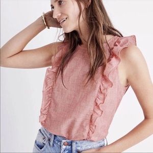 Madewell women's soft red bellflower ruffle top